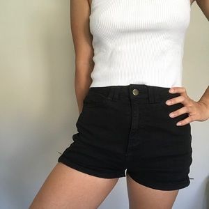 American apparel black shorts with side zippers